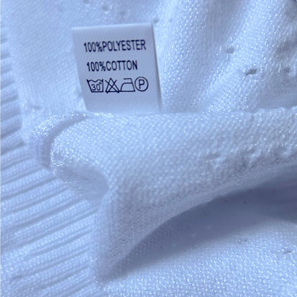 Pretty v neck puffed sleeve pointelle summer lightweight sweater - Picture 6 of 6